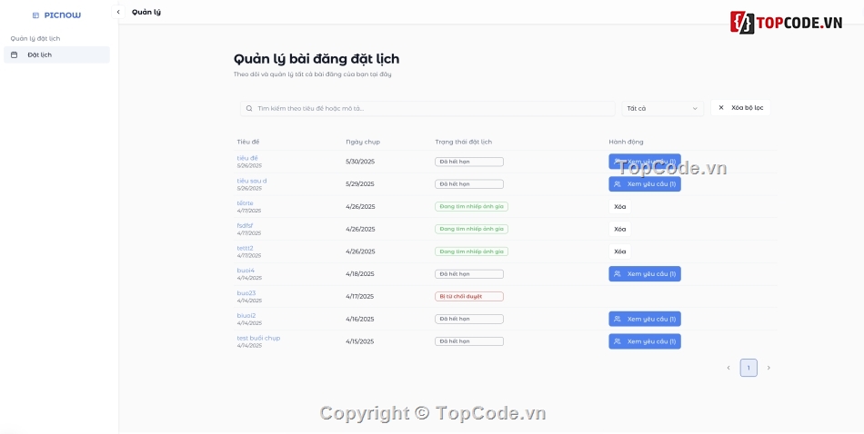 source code chụp ảnh,website đặt lịch chụp ảnh,nextjs nestjs source code,source code marketplace,thanh toán vnpay source code,dashboard admin